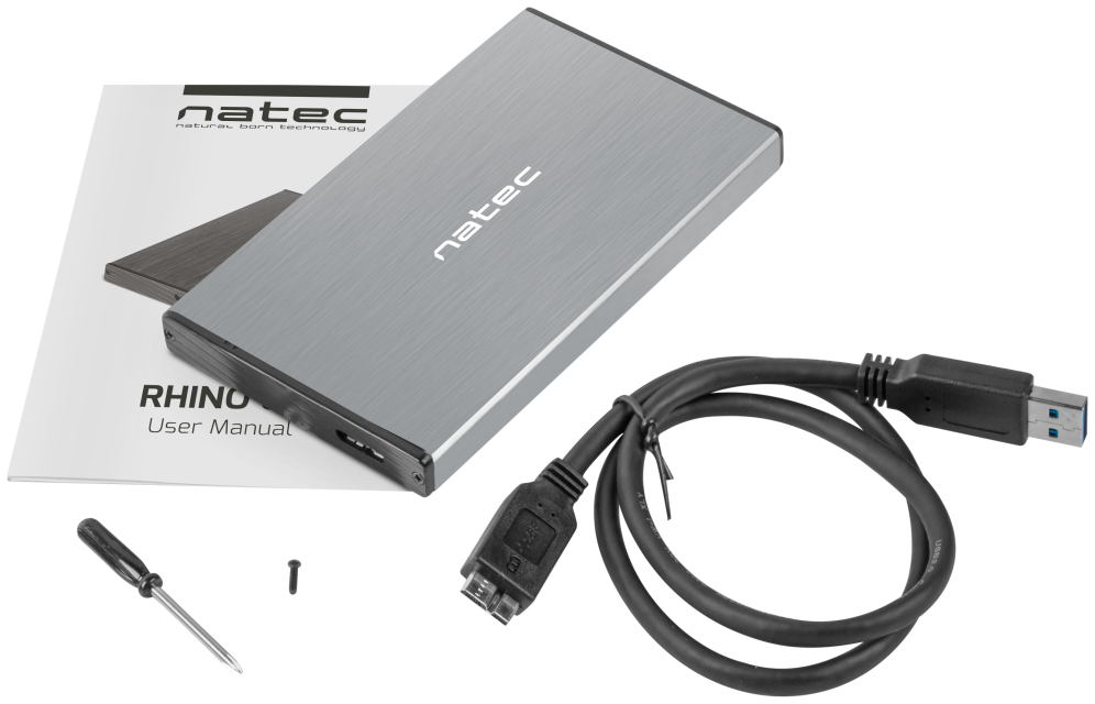 NATEC Rhino GO Carcasa de disco duro/SSD Gris 2.5"