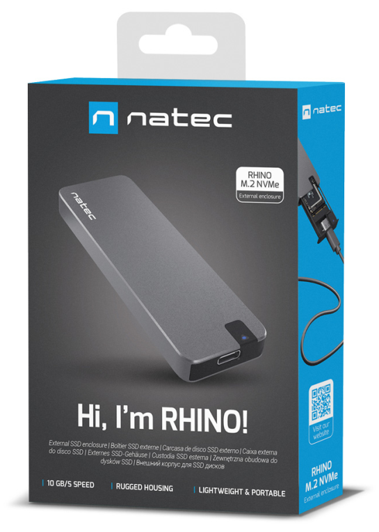 NATEC Rhino M.2 NVME Caja externa para unidad de estado sólido (SSD) Negro