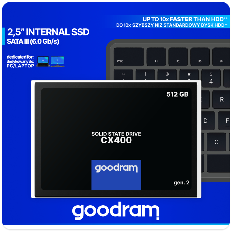 Goodram CX400 gen.2 512 GB 2.5" Serial ATA III 3D TLC NAND