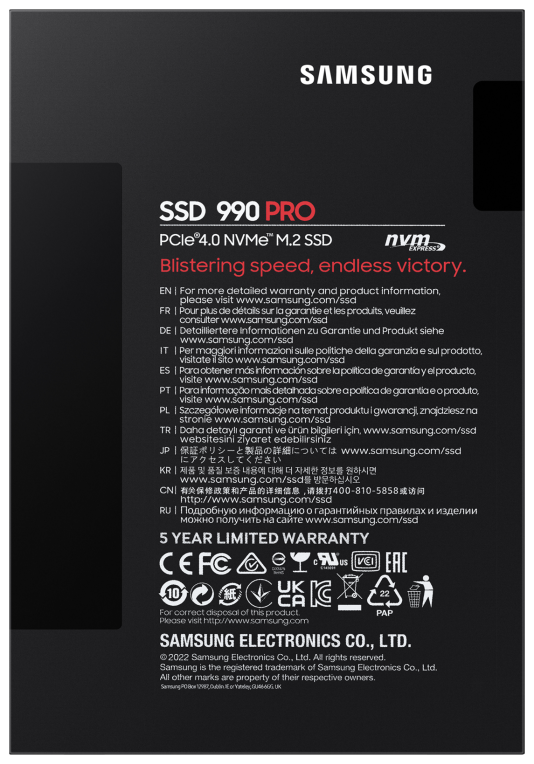Samsung 990 PRO 2 TB M.2 PCI Express 4.0 NVMe V-NAND MLC