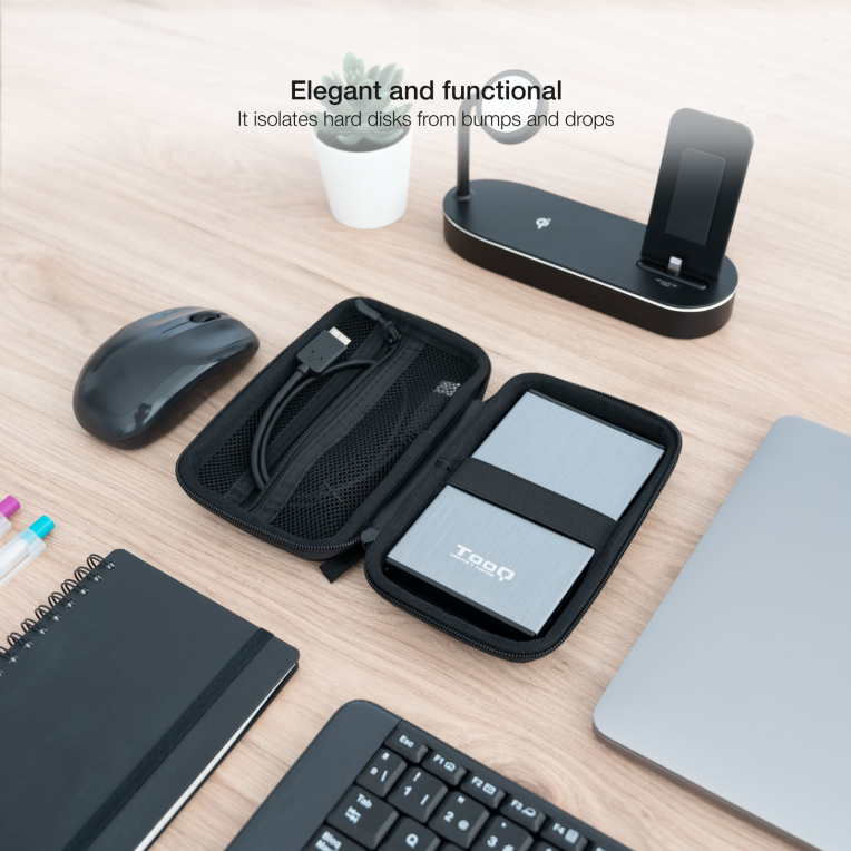 TooQ Estuche Protector para Caja Externa de 2.5”, Negro