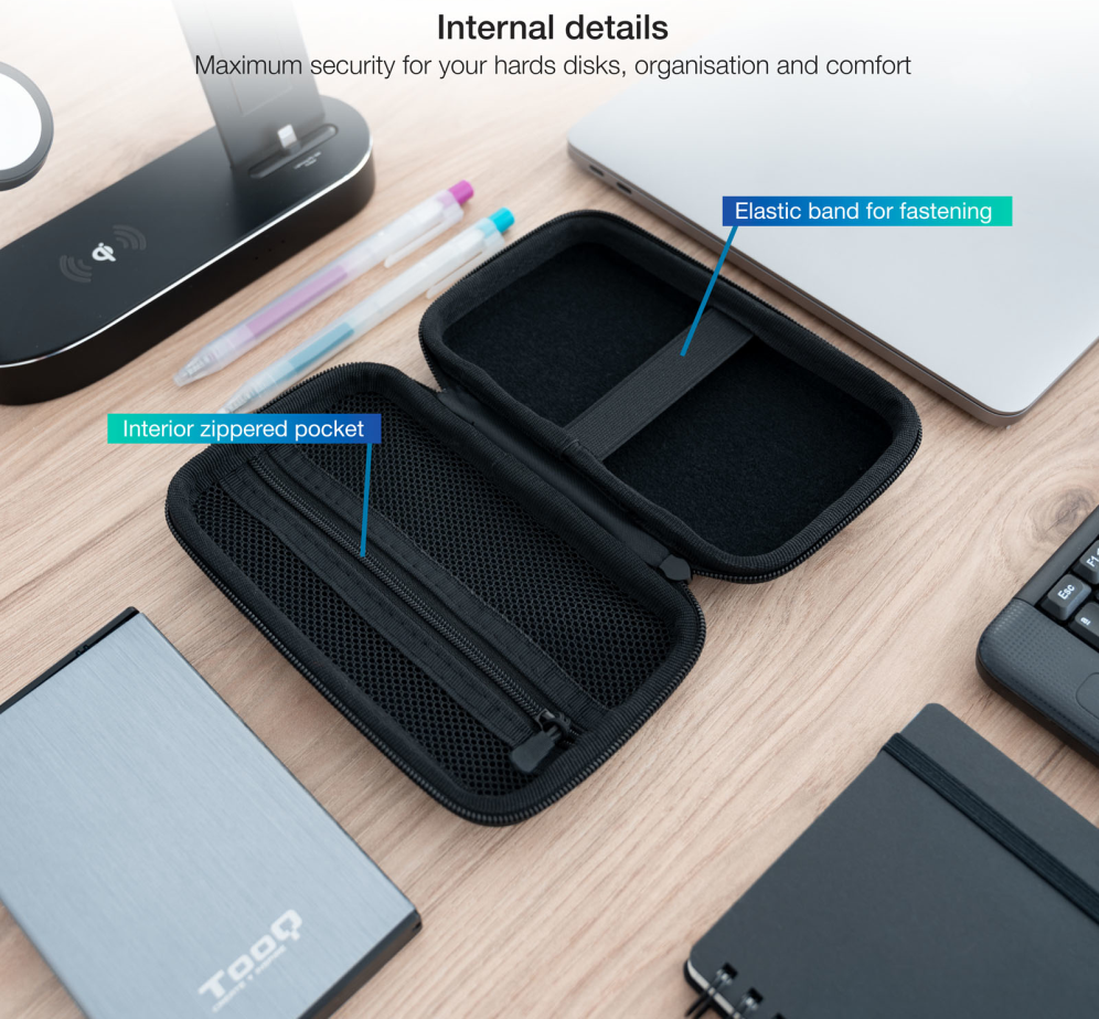 TooQ Estuche Protector para Caja Externa de 2.5”, Negro