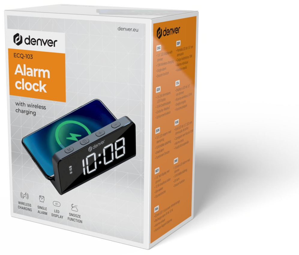 Denver ECQ-103MK2 Reloj despertador digital Negro
