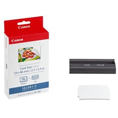 PAPEL FOTO CANON SELPHY KC-18IF + TINTA 18 ADHESIVOS TARJETA CREDITO SERIES CP