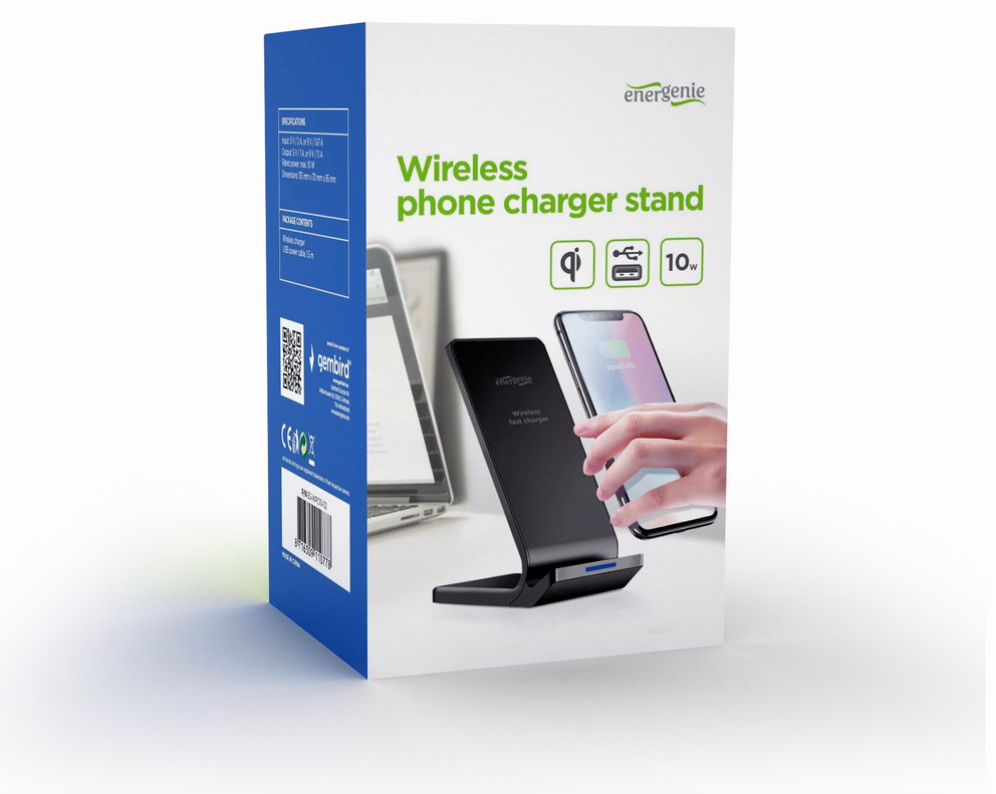 Gembird EG-WPC10-02 cargador de dispositivo móvil Smartphone Negro CC Cargador inalámbrico Interior