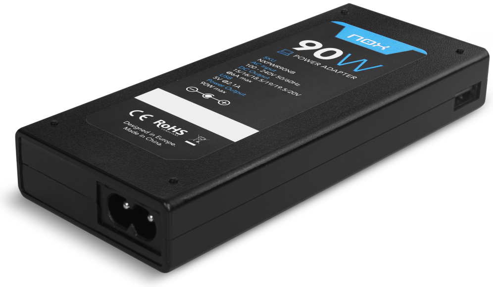 NOX NXPWR90NB adaptador e inversor de corriente Interior 90 W Negro