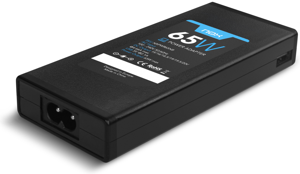 NOX NXPWR65NB adaptador e inversor de corriente Interior 65 W Negro