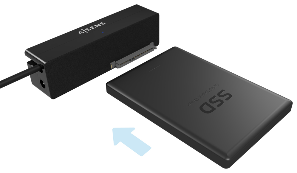 AISENS Adaptador ASE-35C02B SATA a USB-C USB 3.0/USB3.1 GEN1 para Discos Duros 2.5" y 3.5" con Alimentador, Negro