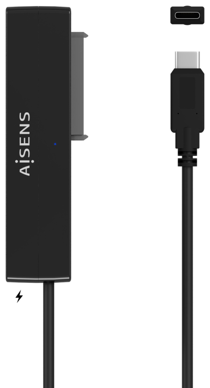AISENS Adaptador ASE-35C02B SATA a USB-C USB 3.0/USB3.1 GEN1 para Discos Duros 2.5" y 3.5" con Alimentador, Negro
