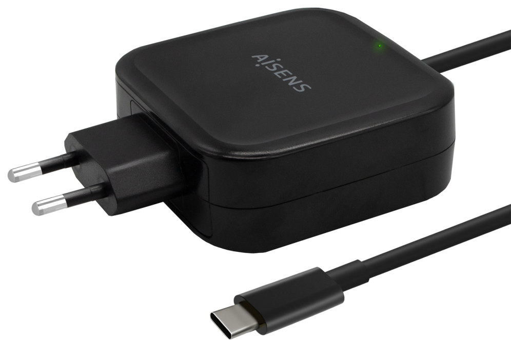 AISENS Cargador 65W PD3.0 QC3.0 1XUSB-C 1.2M, Negro