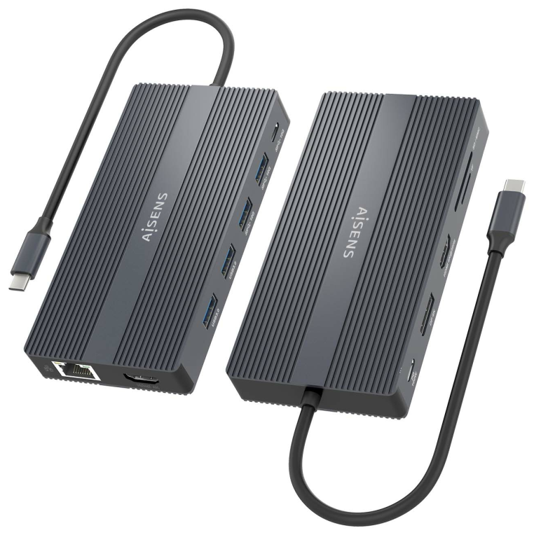 AISENS ASUC-12P017-GR base para portátil y replicador de puertos Alámbrico USB 3.2 Gen 1 (3.1 Gen 1) Type-C
