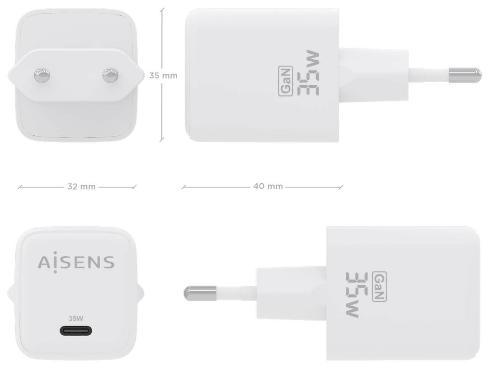 AISENS ASCH-35W1P016-W cargador de dispositivo móvil Universal Corriente alterna Carga rápida Interior