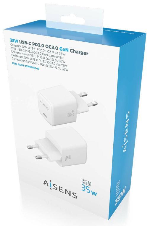 AISENS ASCH-35W1P016-W cargador de dispositivo móvil Universal Corriente alterna Carga rápida Interior