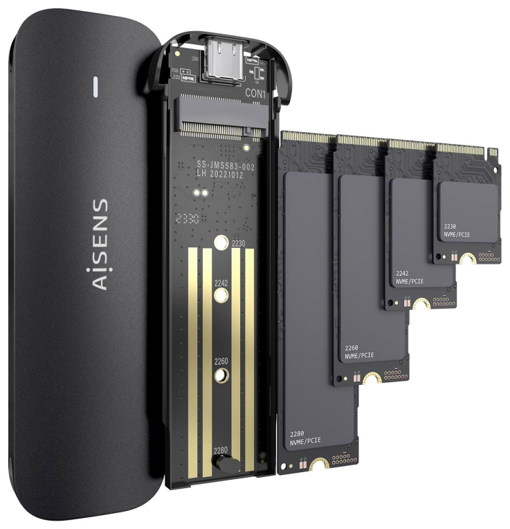 AISENS ASM2-024B caja para disco duro externo Caja externa para unidad de estado sólido (SSD) Negro
