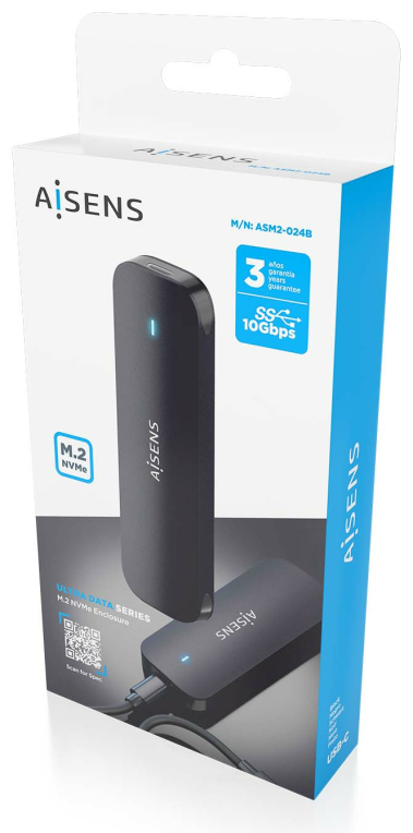 AISENS ASM2-024B caja para disco duro externo Caja externa para unidad de estado sólido (SSD) Negro