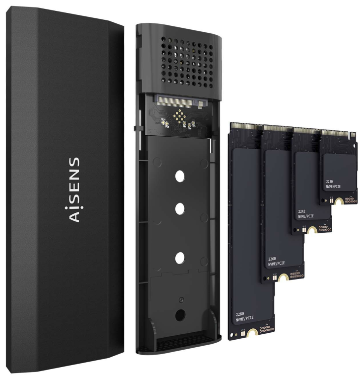 AISENS ASM2-028B caja para disco duro externo Caja externa para unidad de estado sólido (SSD) Negro