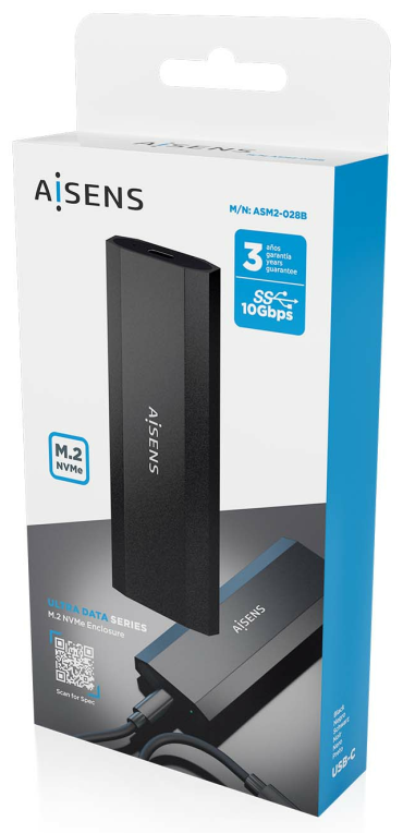 AISENS ASM2-028B caja para disco duro externo Caja externa para unidad de estado sólido (SSD) Negro