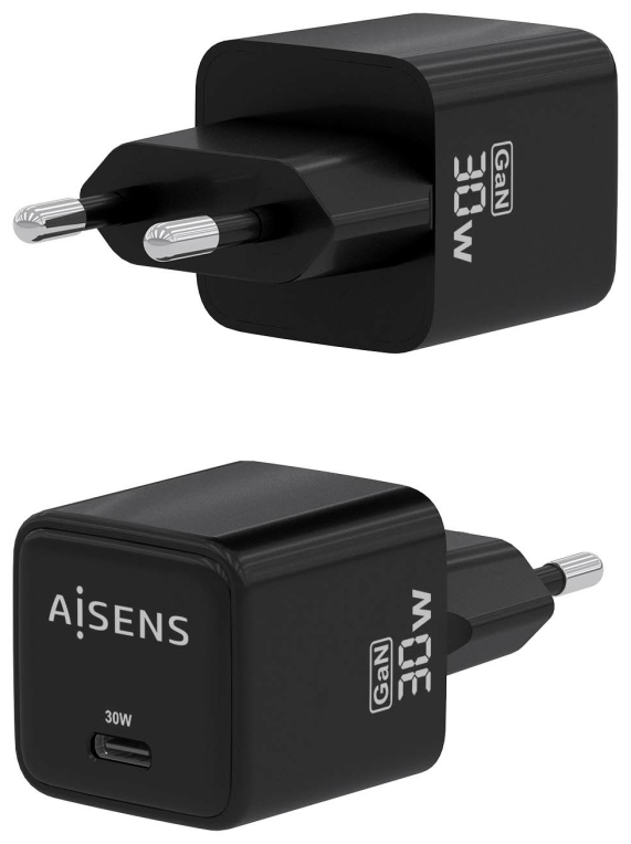 AISENS ASCH-30W1P036-BK cargador de dispositivo móvil Universal Corriente alterna Carga rápida Interior