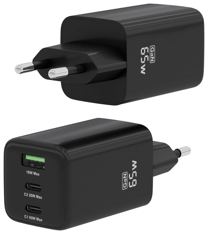 AISENS ASCH-65W3P042-BK cargador de dispositivo móvil Universal Corriente alterna Carga rápida Interior