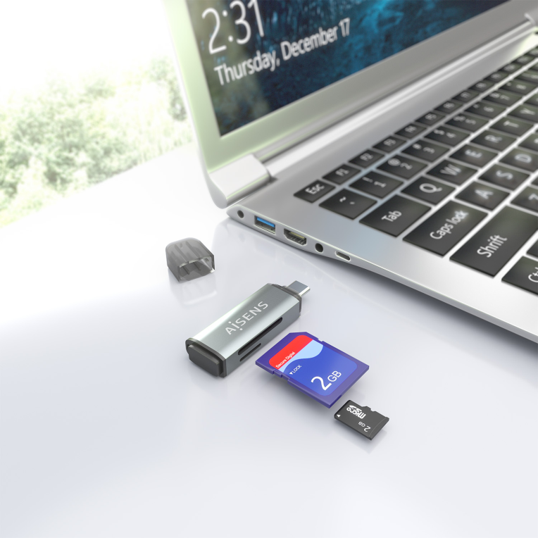 AISENS ASCR-2C10-GR lector de tarjeta USB 3.2 Gen 1 (3.1 Gen 1) Type-C