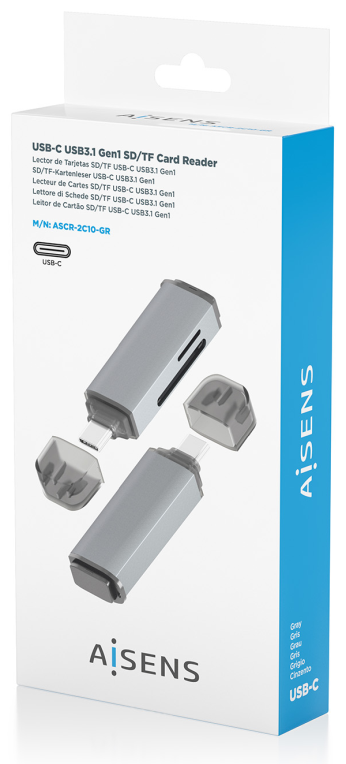 AISENS ASCR-2C10-GR lector de tarjeta USB 3.2 Gen 1 (3.1 Gen 1) Type-C