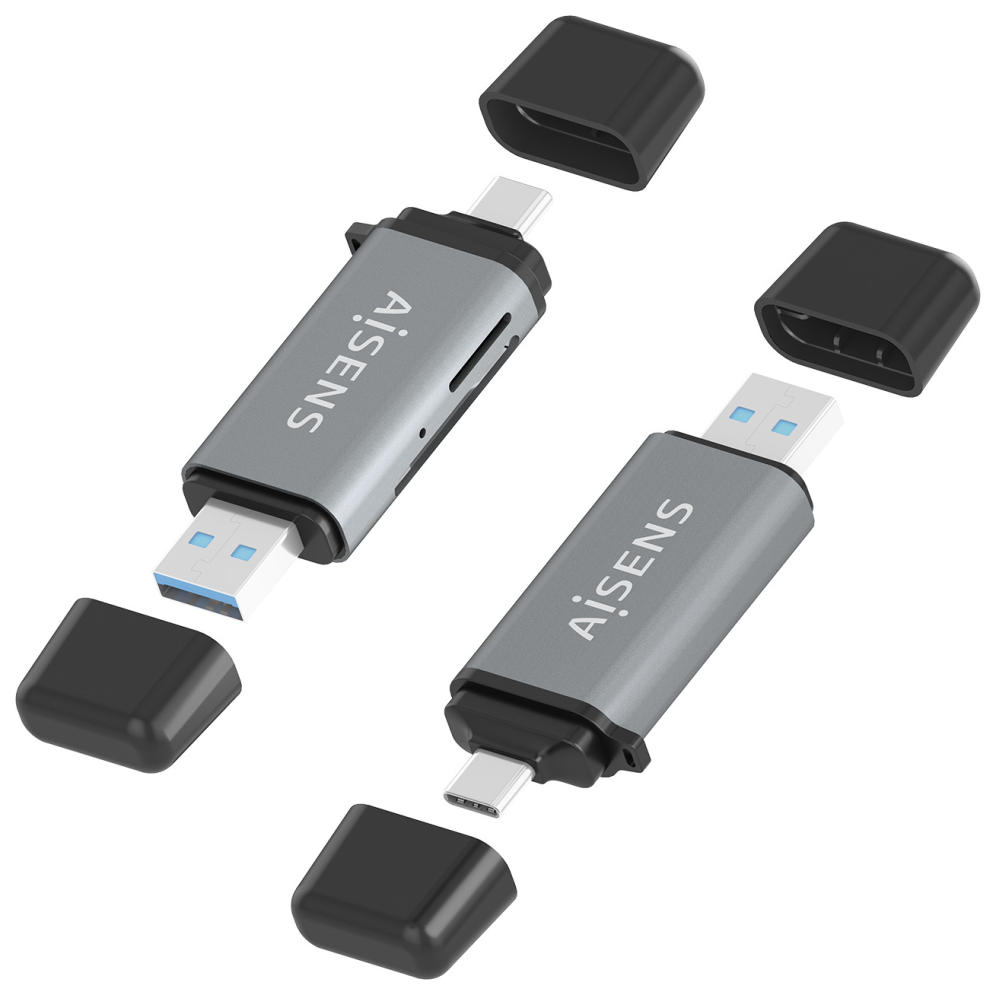 AISENS ASCR-2AC11-GR lector de tarjeta USB 3.2 Gen 1 (3.1 Gen 1) Type-A/Type-C