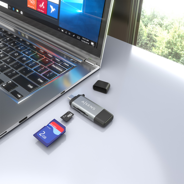 AISENS ASCR-2AC11-GR lector de tarjeta USB 3.2 Gen 1 (3.1 Gen 1) Type-A/Type-C