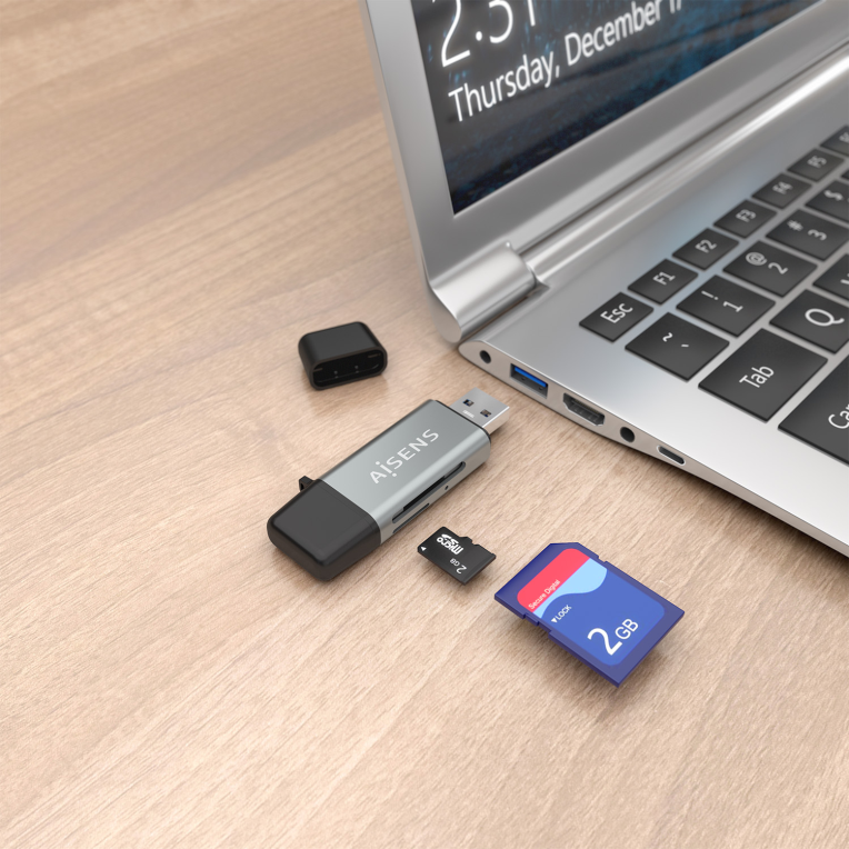 AISENS ASCR-2AC11-GR lector de tarjeta USB 3.2 Gen 1 (3.1 Gen 1) Type-A/Type-C