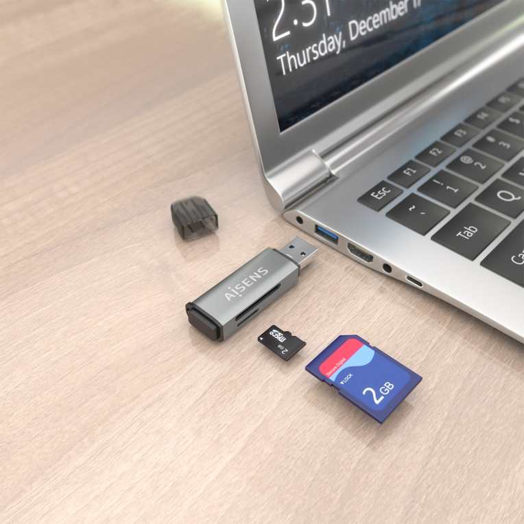 AISENS ASCR-2A09-GR lector de tarjeta USB 3.2 Gen 1 (3.1 Gen 1) Type-A