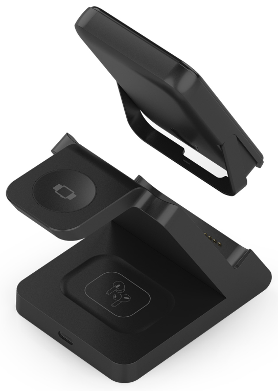 AISENS ASCH-15W4WC064-BK cargador de dispositivo móvil Auriculares, Smartphone, Reloj inteligente Cargador inalámbrico Interior