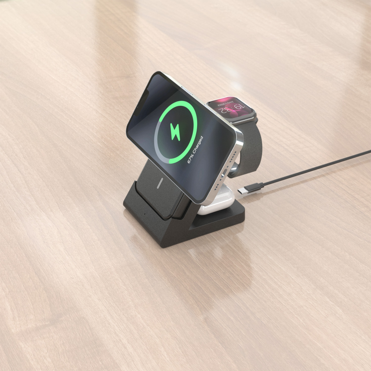 AISENS ASCH-15W4WC064-BK cargador de dispositivo móvil Auriculares, Smartphone, Reloj inteligente Cargador inalámbrico Interior