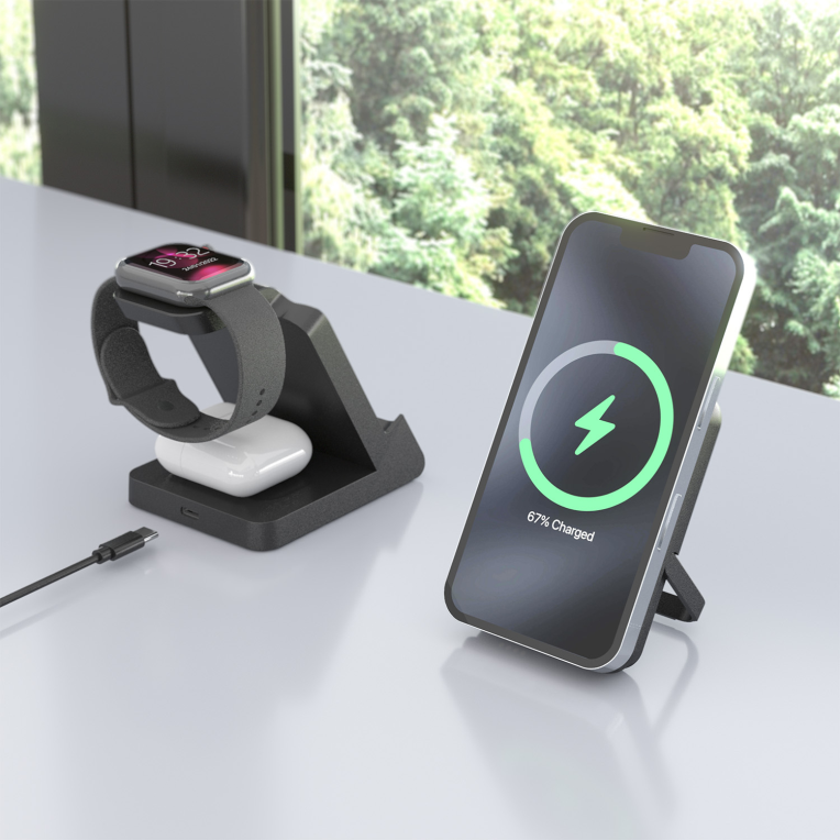 AISENS ASCH-15W4WC064-BK cargador de dispositivo móvil Auriculares, Smartphone, Reloj inteligente Cargador inalámbrico Interior