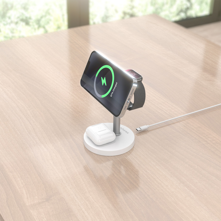 AISENS ASCH-15W3WC065-W cargador de dispositivo móvil Auriculares, Smartphone, Reloj inteligente Cargador inalámbrico Interior