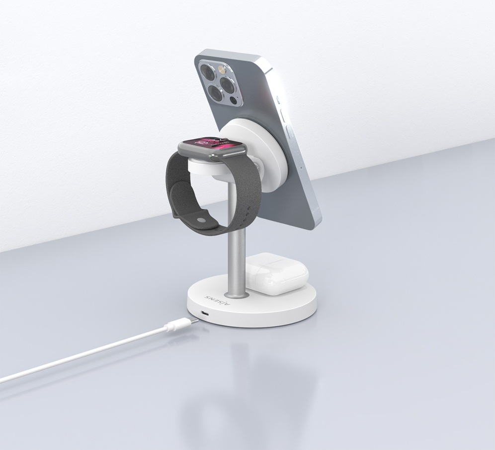 AISENS ASCH-15W3WC065-W cargador de dispositivo móvil Auriculares, Smartphone, Reloj inteligente Cargador inalámbrico Interior