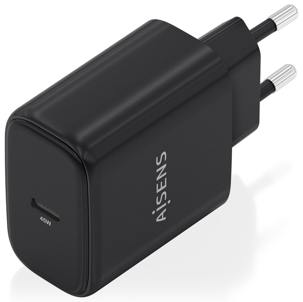 AISENS Cargador GaN 45W, 1xUSB-C PD3.0, Negro