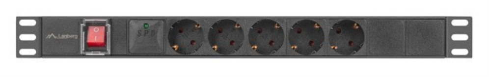 Lanberg PDU-05F-0200-BK unidad de distribución de energía (PDU) 5 salidas AC 1U Negro