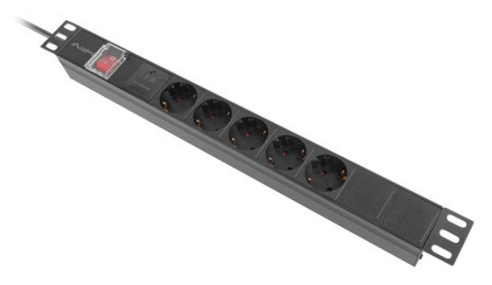 Lanberg PDU-05F-0200-BK unidad de distribución de energía (PDU) 5 salidas AC 1U Negro