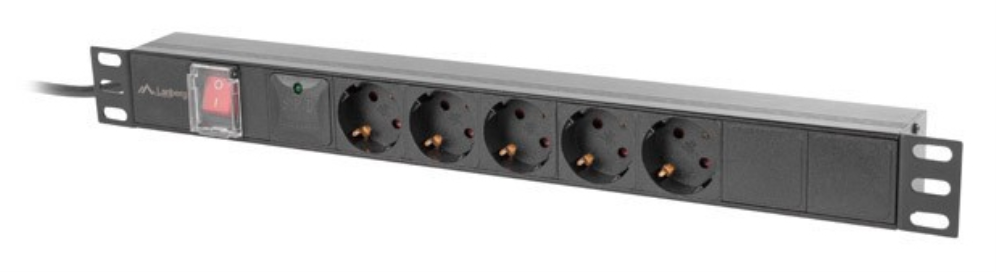 Lanberg PDU-05F-0200-BK unidad de distribución de energía (PDU) 5 salidas AC 1U Negro