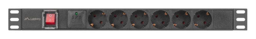 Lanberg PDU-06F-0200-BK unidad de distribución de energía (PDU) 6 salidas AC 1U Negro