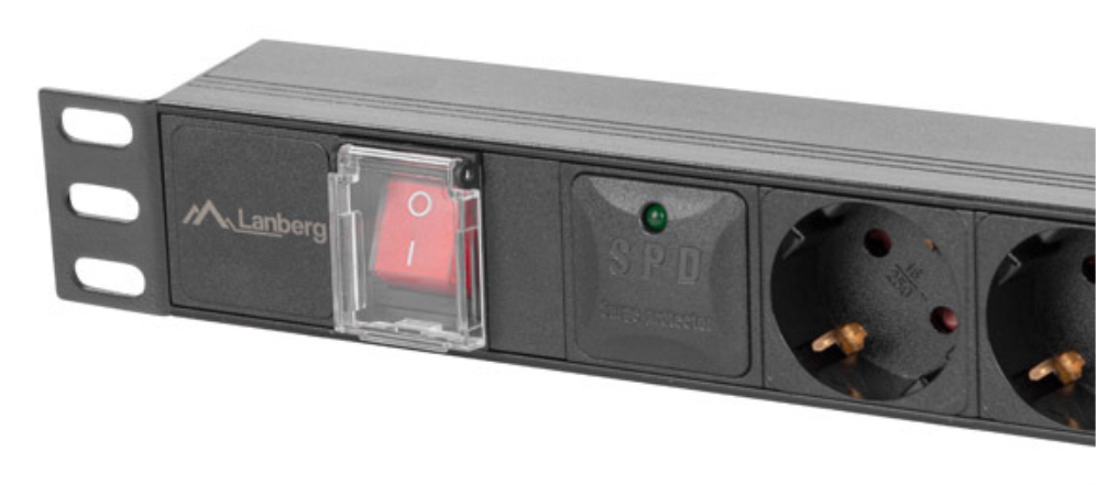Lanberg PDU-06F-0200-BK unidad de distribución de energía (PDU) 6 salidas AC 1U Negro