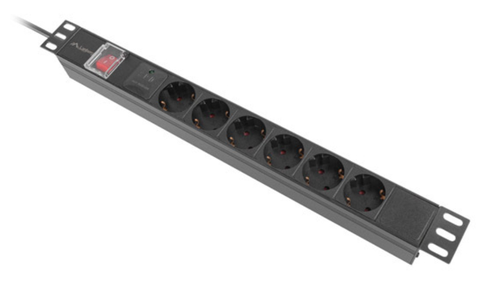 Lanberg PDU-06F-0200-BK unidad de distribución de energía (PDU) 6 salidas AC 1U Negro