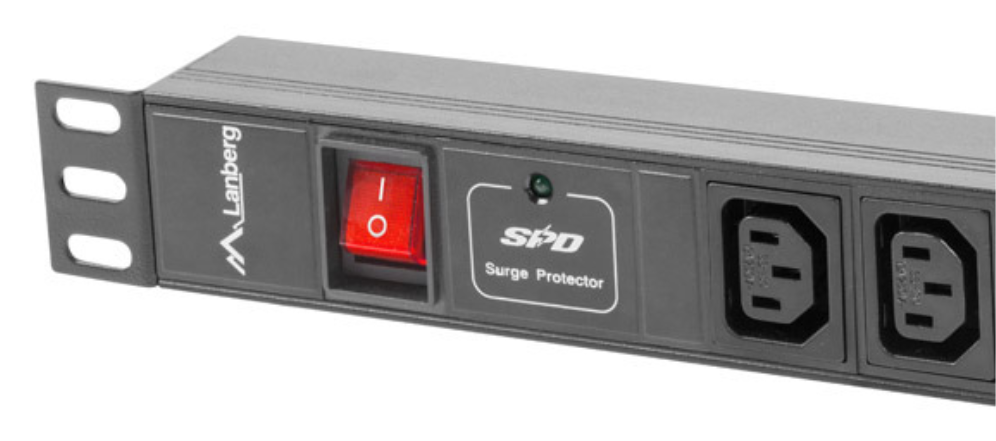 Lanberg PDU-08I-0200-C20-BK unidad de distribución de energía (PDU) 8 salidas AC 1U Negro