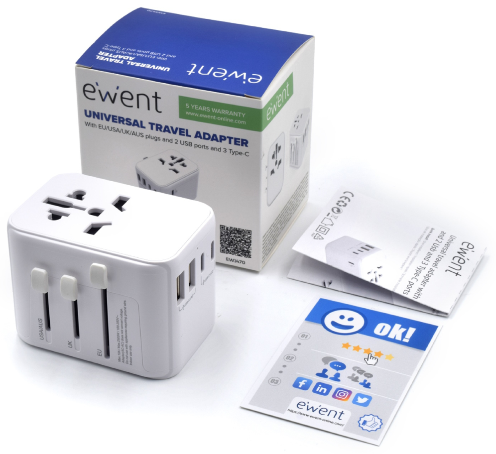 Ewent EW1470 cargador de dispositivo móvil Blanco