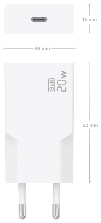AISENS Cargador Ultra Delgado GaN 20W, 1xUSB-C PD3.0, Blanco