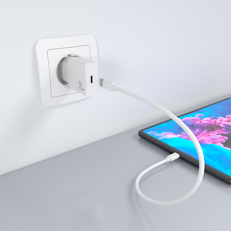AISENS Cargador Ultra Delgado GaN 20W, 1xUSB-C PD3.0, Blanco