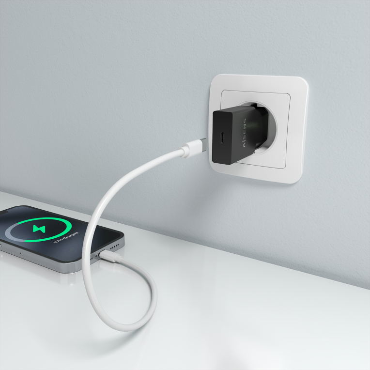 AISENS Cargador Ultra Delgado GaN 30W, 1xUSB-C PD3.0, Negro