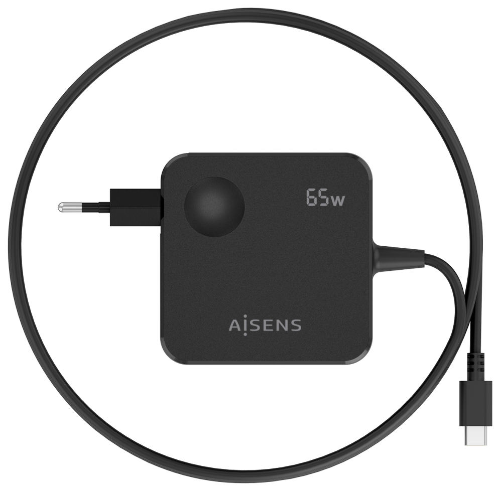 AISENS Cargador 65W PD3.0 1xUSB-C 1.5m, Negro