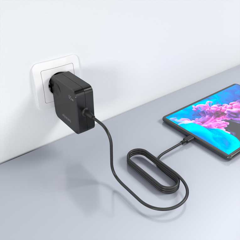 AISENS Cargador 65W PD3.0 1xUSB-C 1.5m, Negro