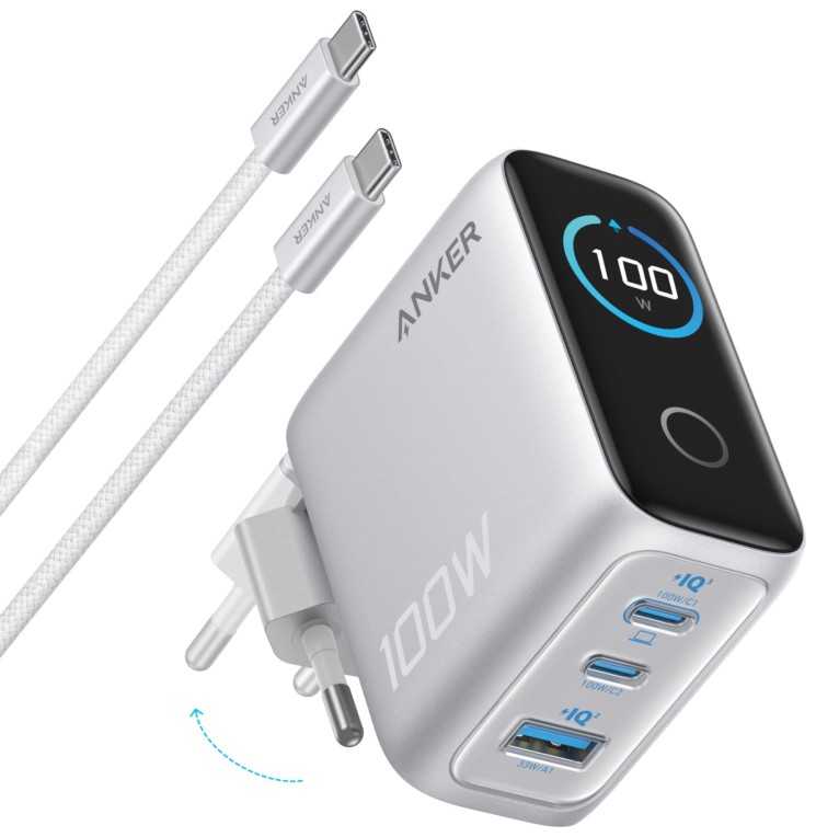 Anker B121BG41 cargador de dispositivo móvil Universal Plata Corriente alterna Carga rápida Interior