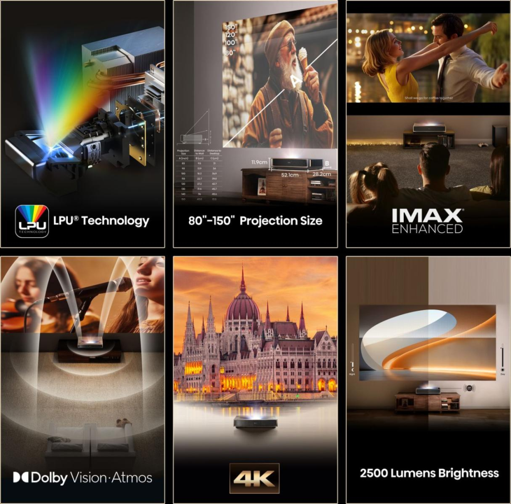 Hisense PT1 Proyector de alcance ultracorto UHD 4K (3840x2160) 3D Negro